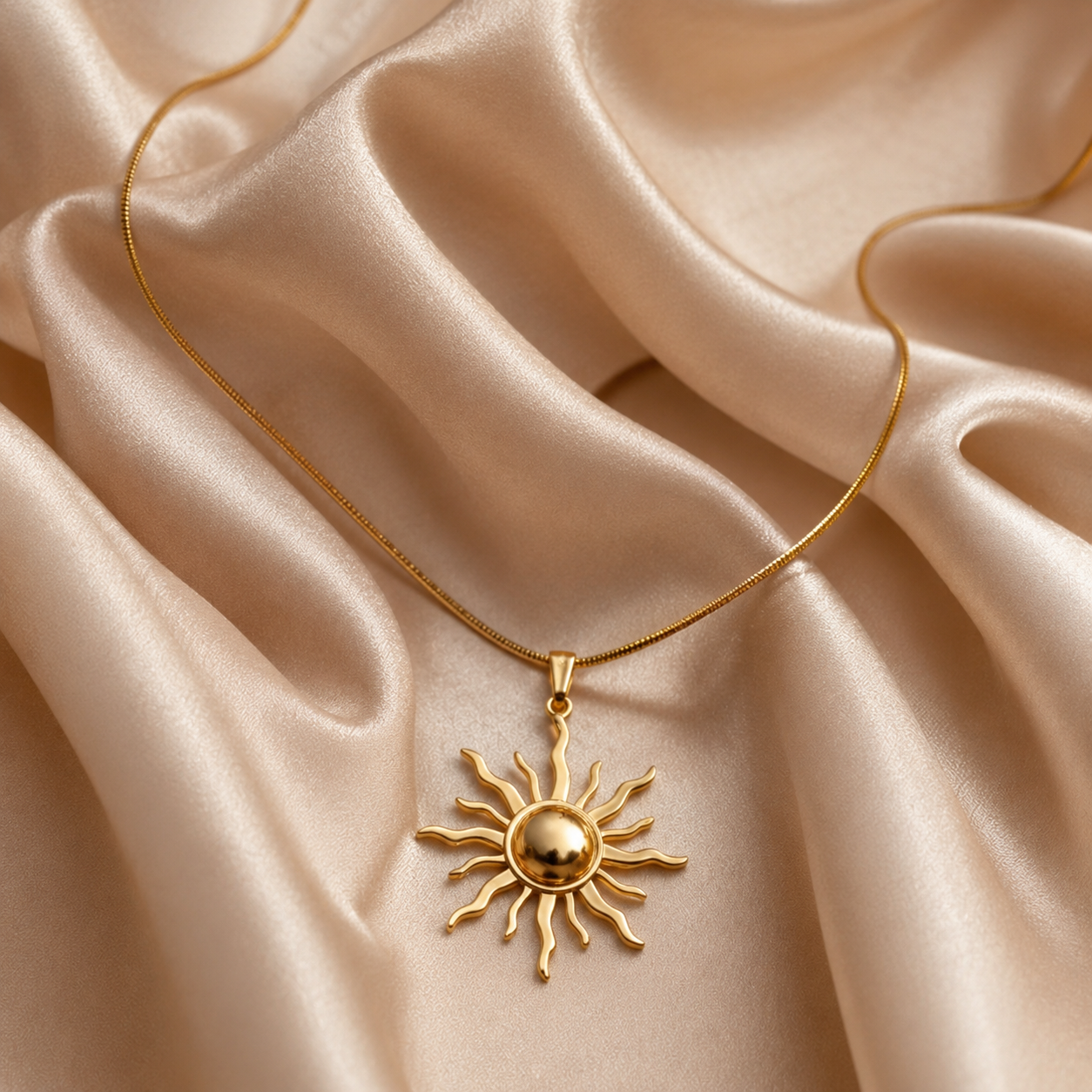 Modern Gold Sun Design Necklace