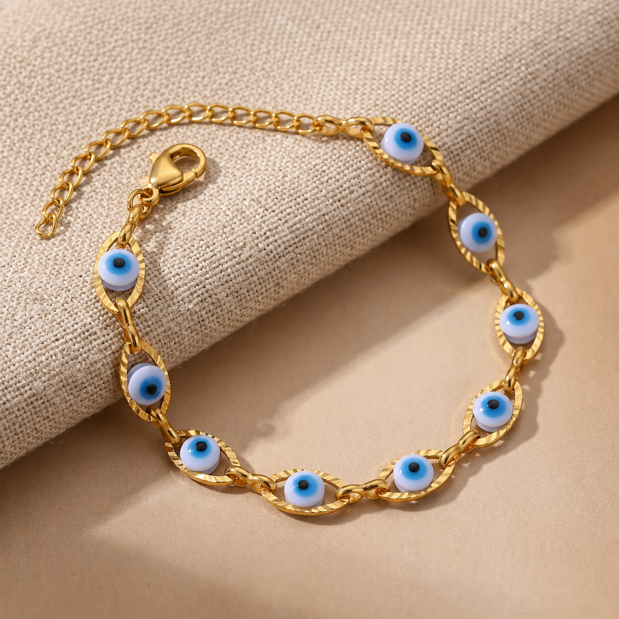 Bracelet with Evil Eye links