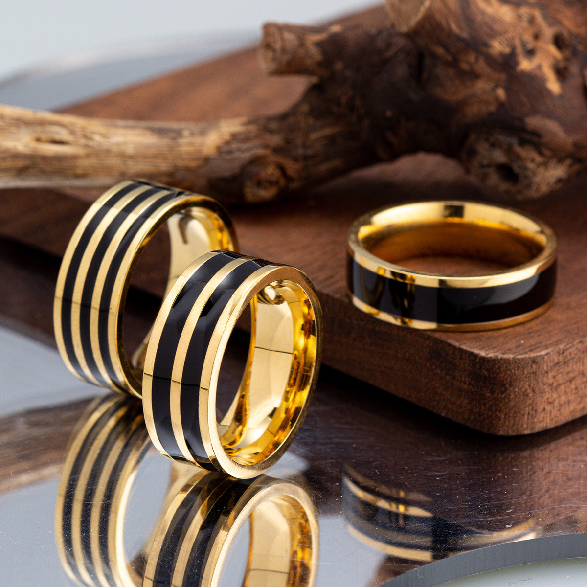 Eternal Love Gold-Plated Titanium Duo Ring