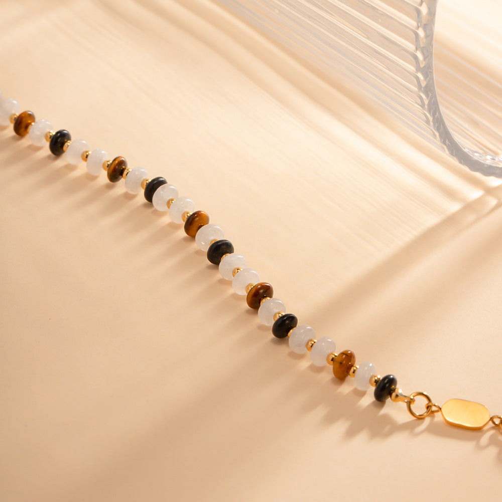 Natural Stone and Stainless Steel Women's Bracelet Jewelry