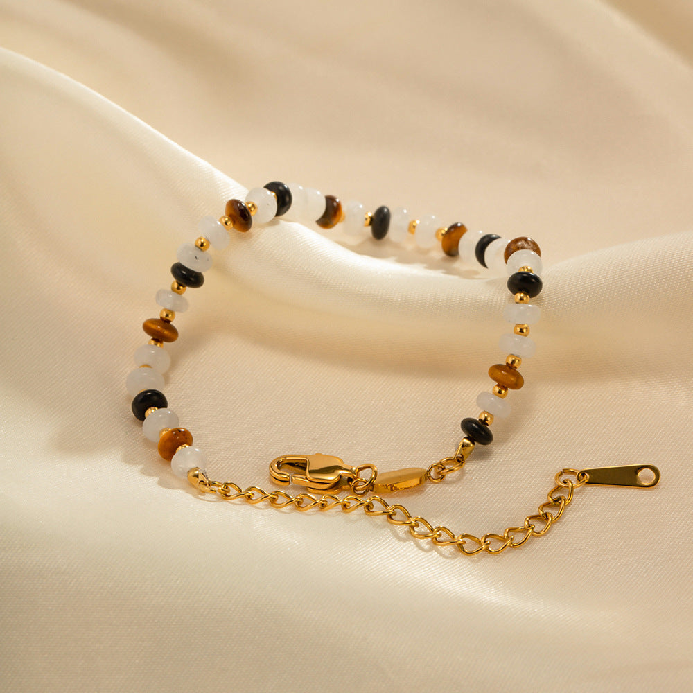 Natural Stone and Stainless Steel Women's Bracelet Jewelry