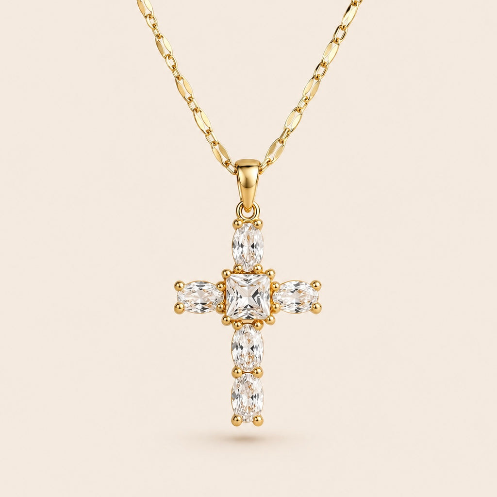 Sparkling Gold Cross Necklace