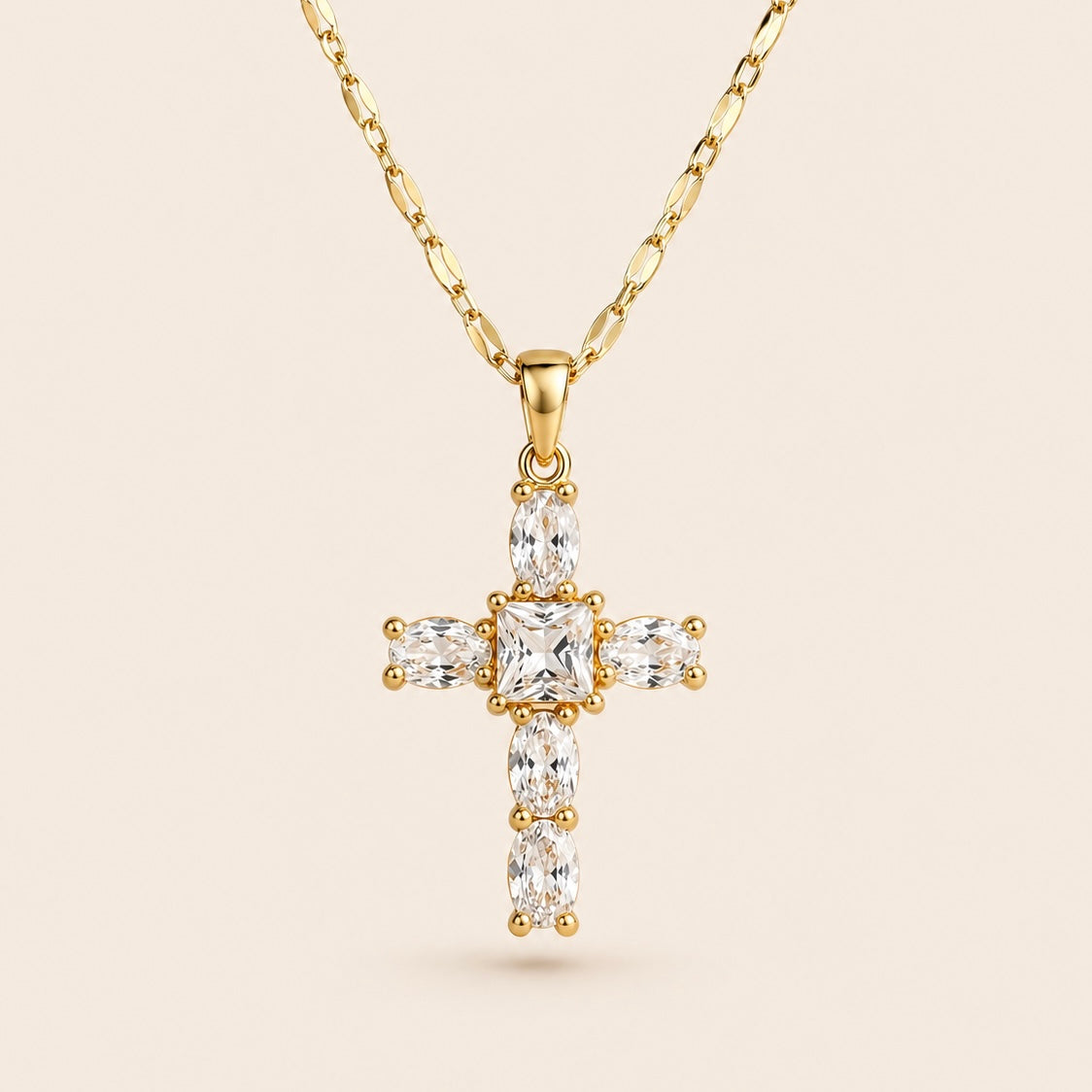 Sparkling Gold Cross Necklace