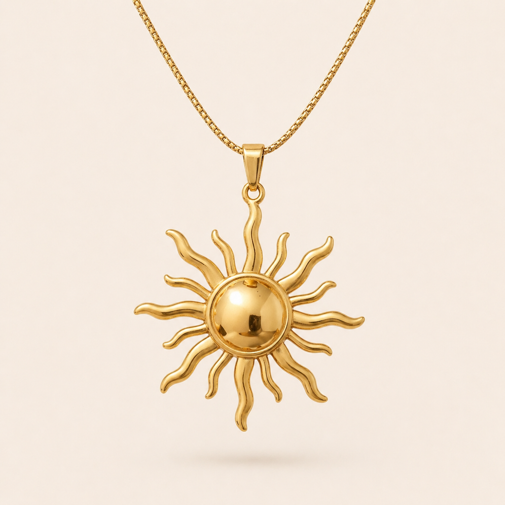 Modern Gold Sun Design Necklace