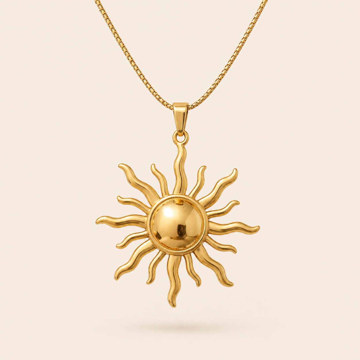 Modern Gold Sun Design Necklace