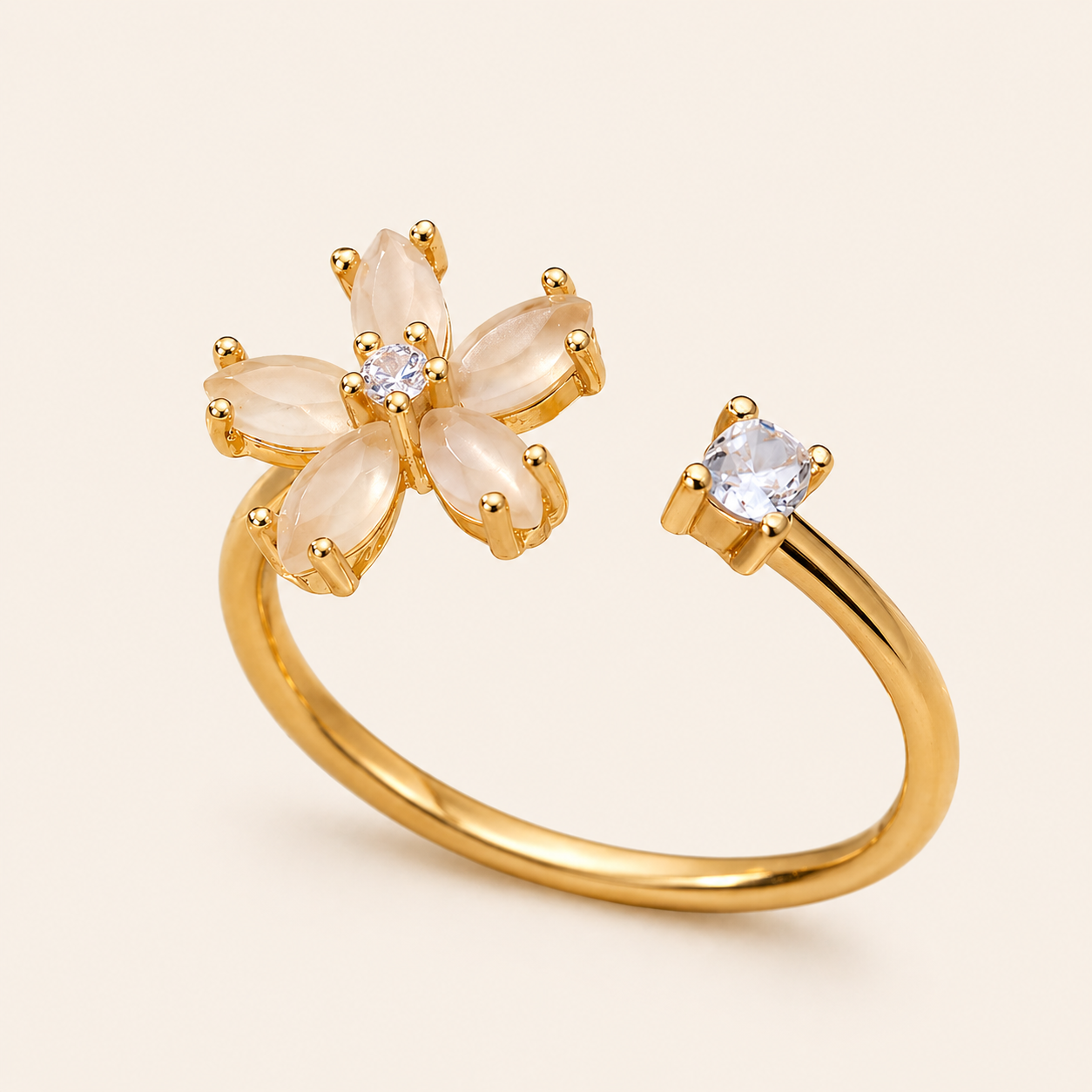 Golden qualitative blossom ring