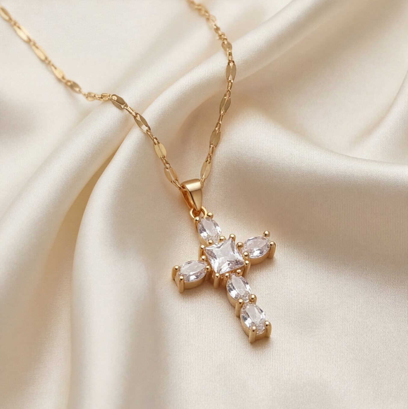 Sparkling Gold Cross Necklace