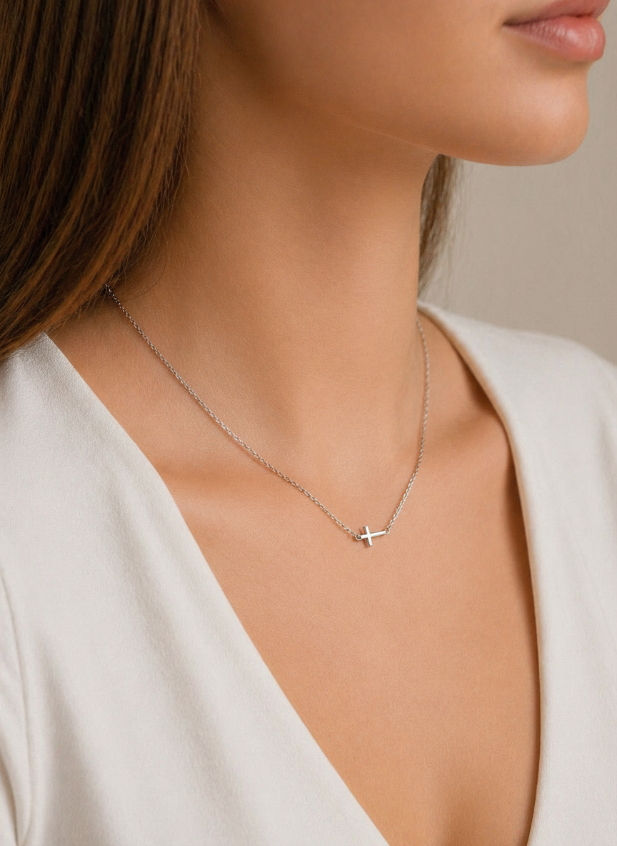 Elegant dainty cross necklace
