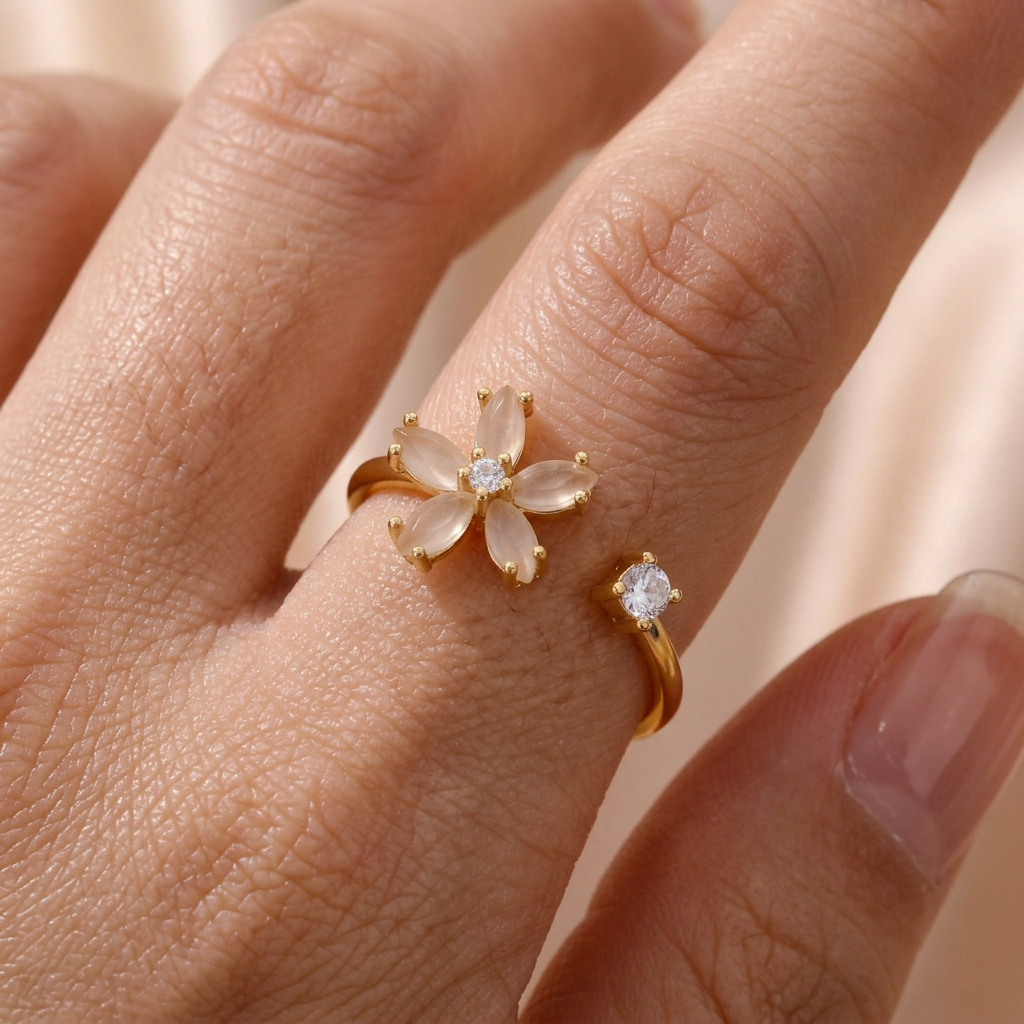 Golden qualitative blossom ring