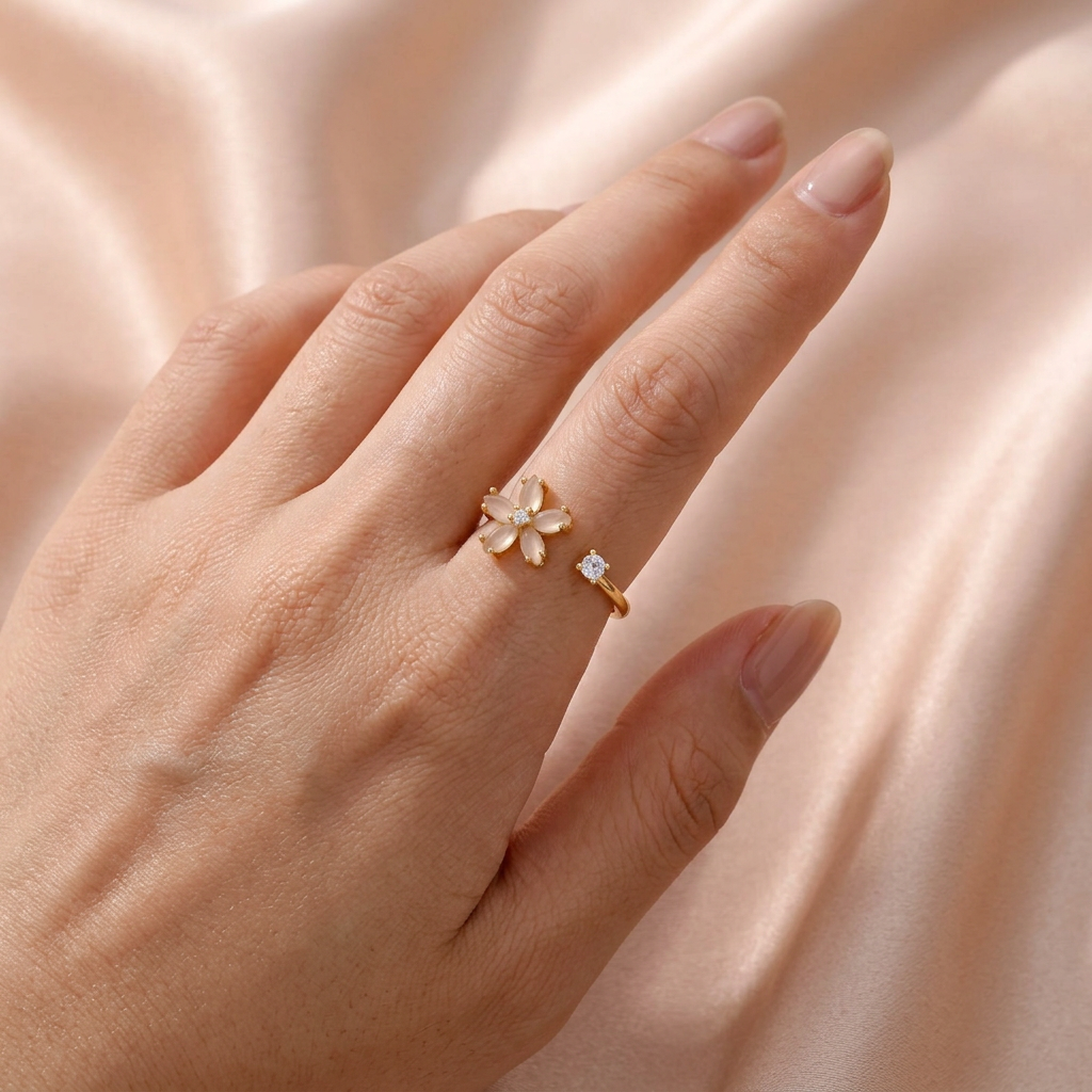 Golden qualitative blossom ring