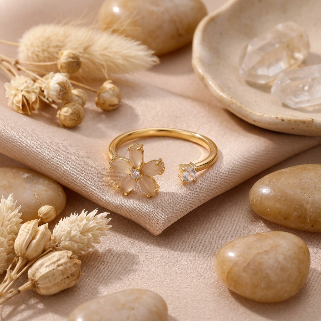 Golden qualitative blossom ring