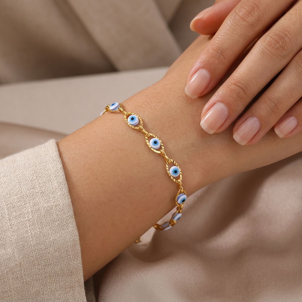Bracelet with Evil Eye links