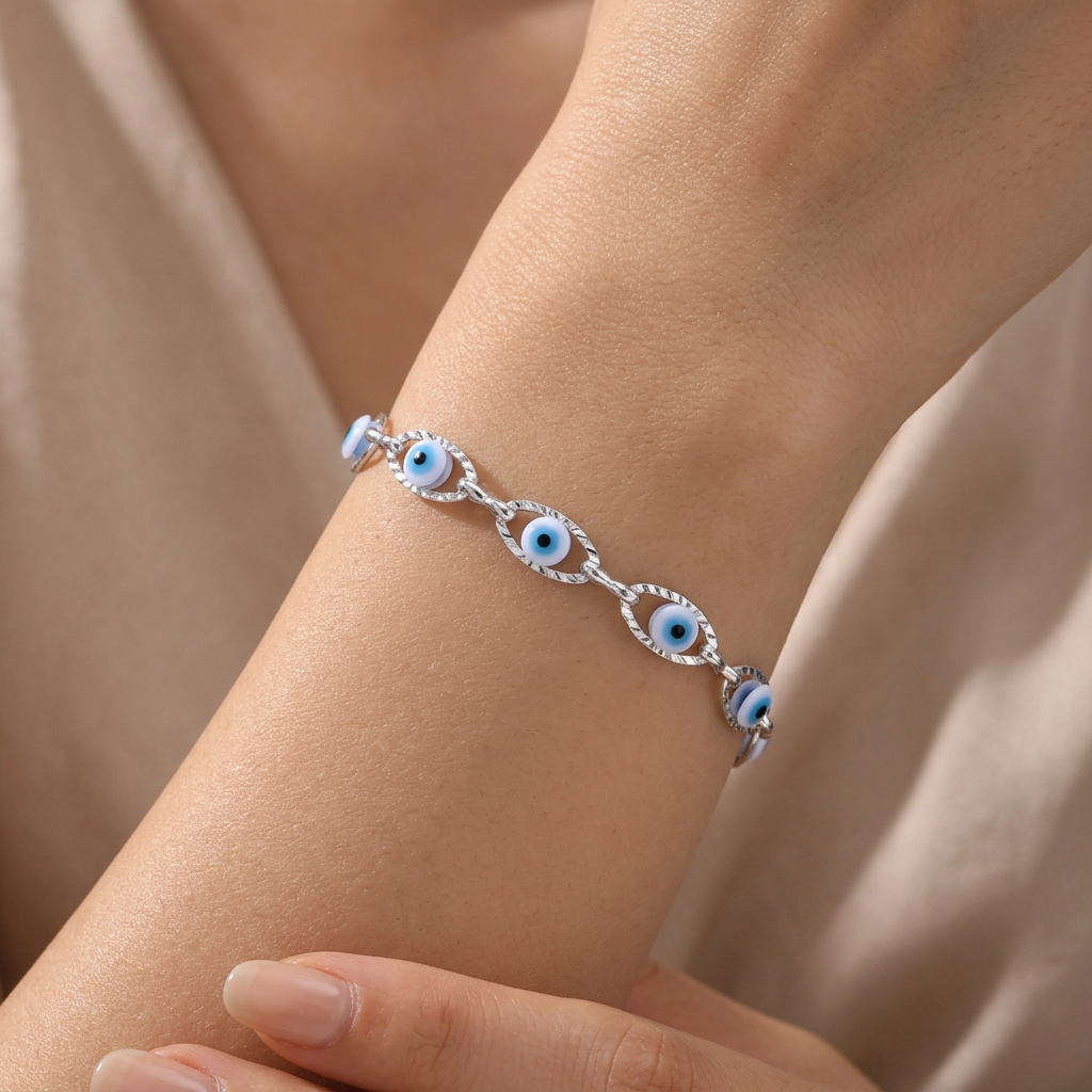 Bracelet with Evil Eye links
