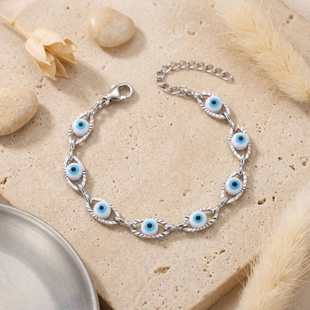 Bracelet with Evil Eye links