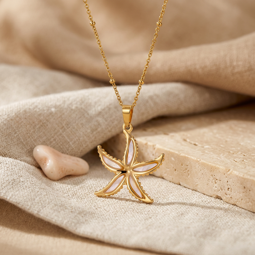 Unique shimmering starfish necklace