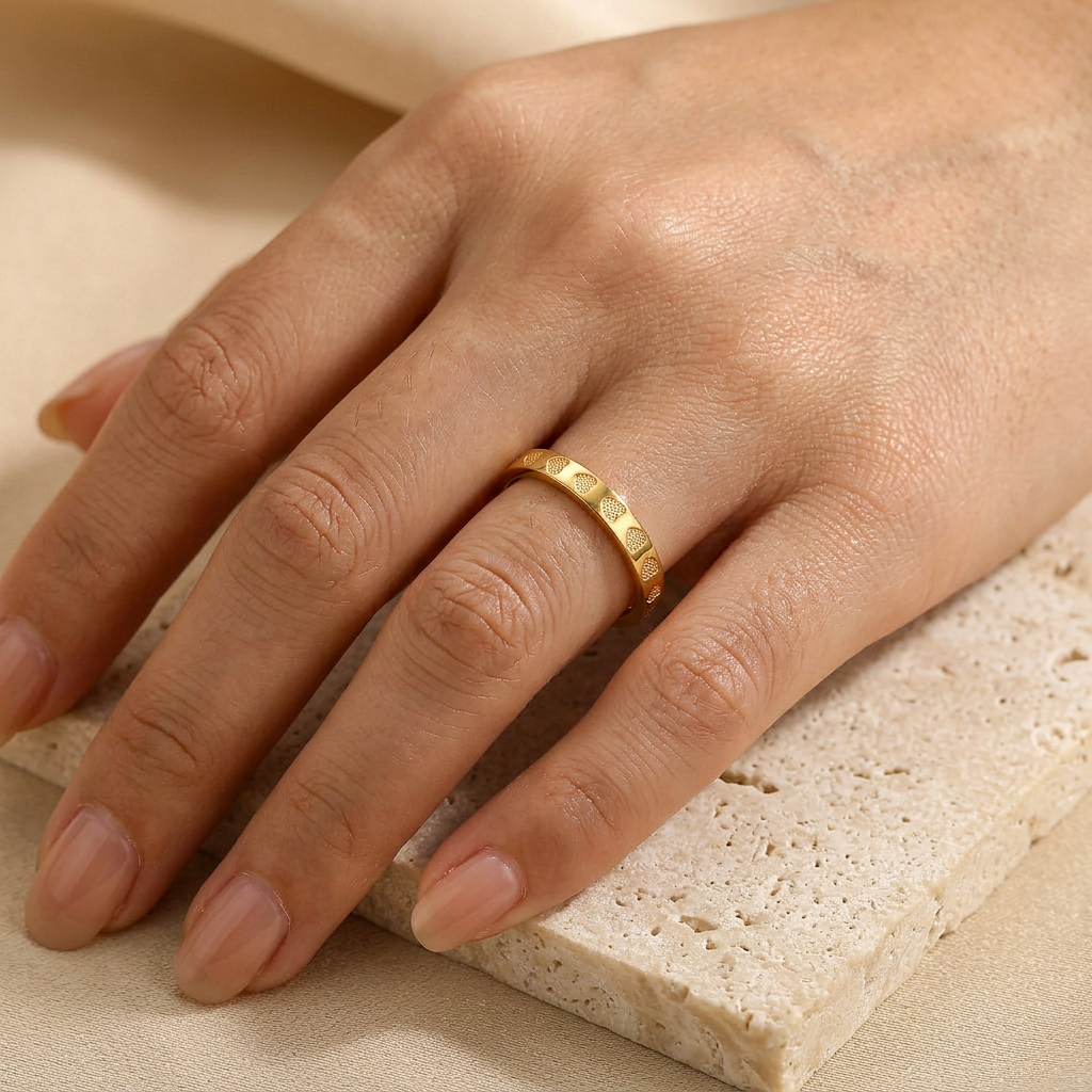 Goldener Herz Bandring