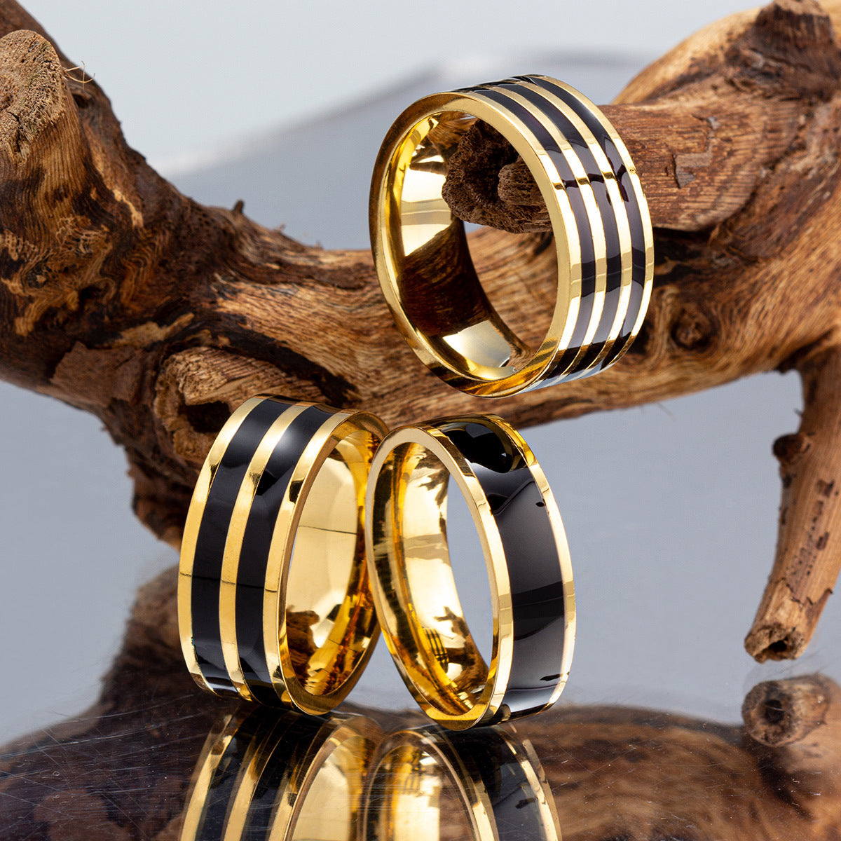 Eternal Love Gold-Plated Titanium Duo Ring