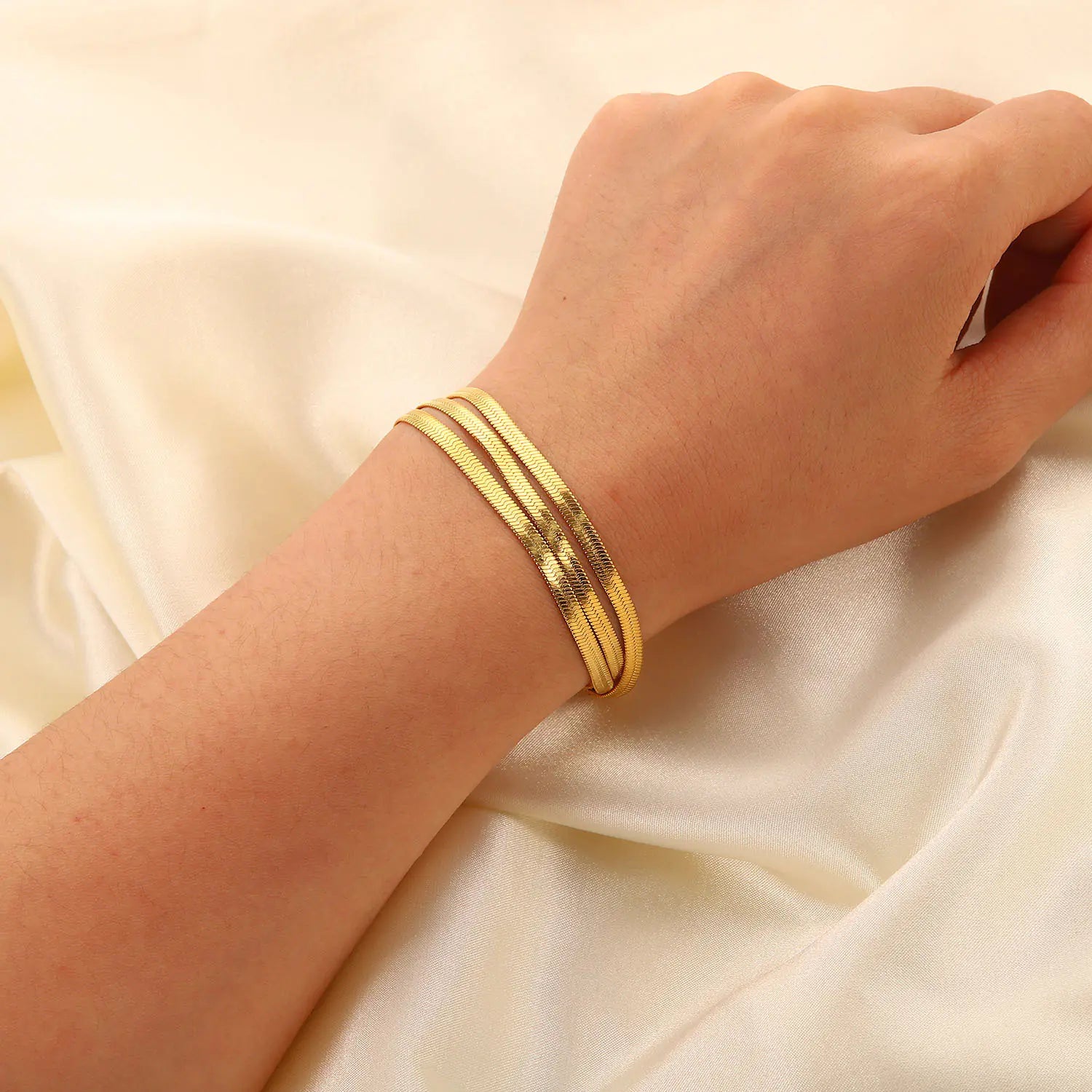 Chic Stackable Gold-Tone Bone Bracelet